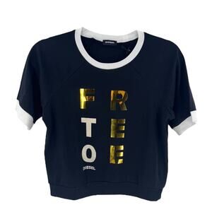 Diesel Kids T Shirt Black Talita Maglietta Graphic Glitter Logo Girls Sz 6 NWT